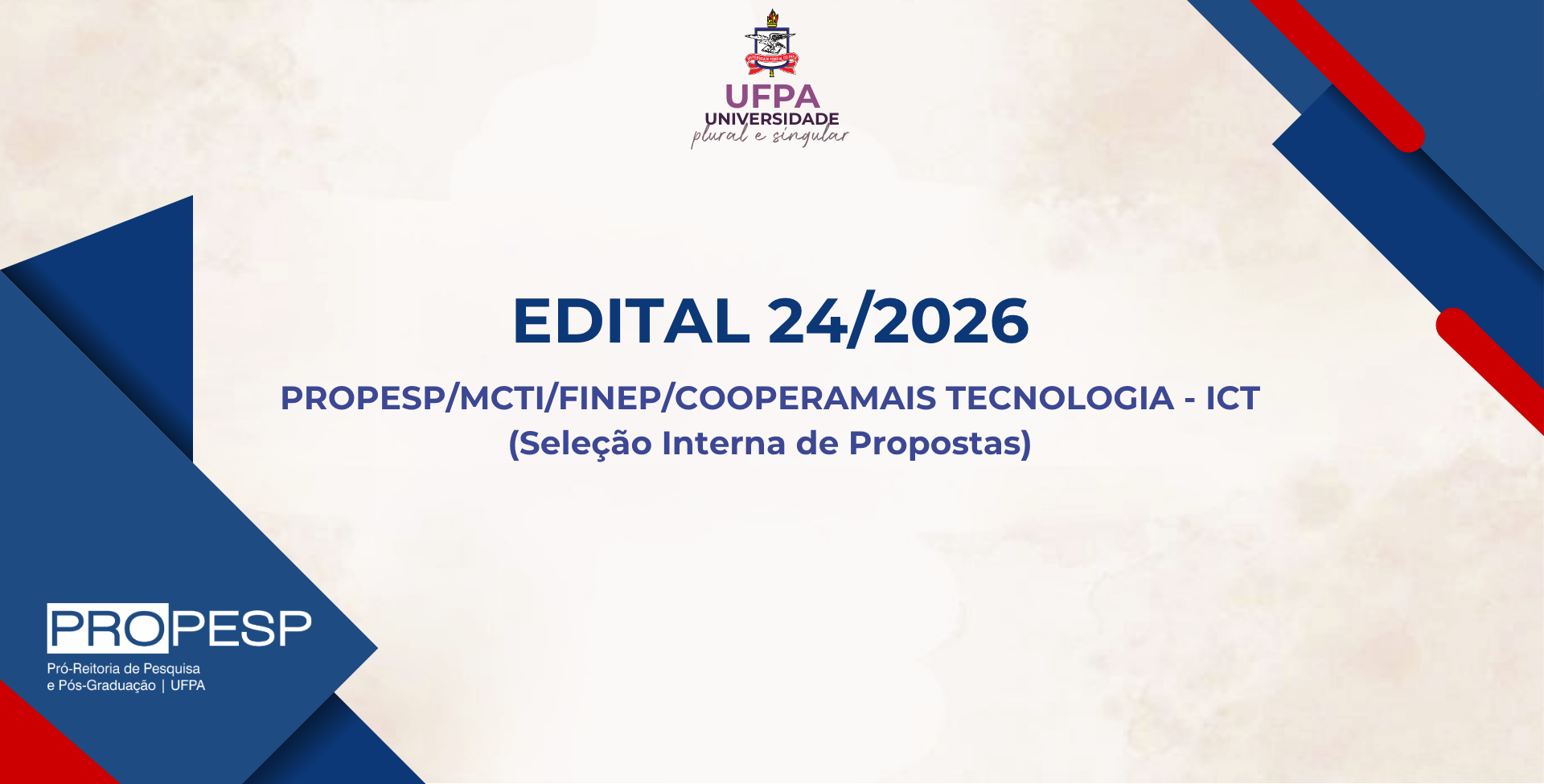 Edital 24/2026 - PROPESP/FINEP/COOPERAMAIS TECNOLOGIA - ICT